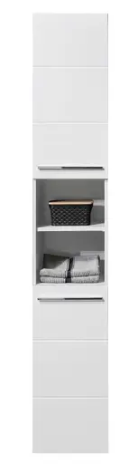 Hochschrank- B ca. 34 cm, Weiß Matt, Weiß Hochglanz