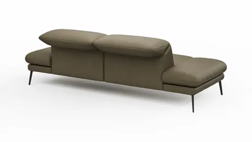 Sofa Elena - 2-Sitzer, Kopfteil/Armlehne verstellbar, Leder, Olive