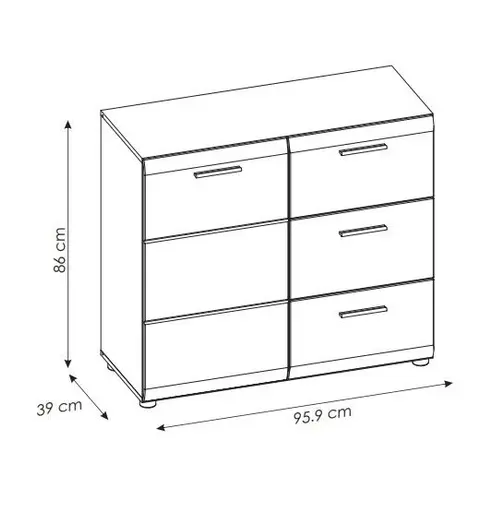 Kommode- Weiß, Weiß, Hochglanz