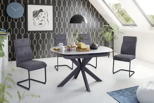 Esstisch MEGGIE - ausziehbar, LB ca. 130x100 cm, Keramik, Grau