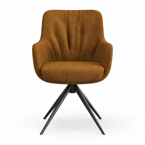 Armlehnstuhl Mis Legere - Boucle, Kurkuma, Stativ, Anthrazit