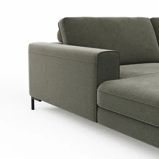 Wohnlandschaft Solano - Longchair Links, 2-Sitzer, Ecke Rechts, Stoff, Dunkelgrün