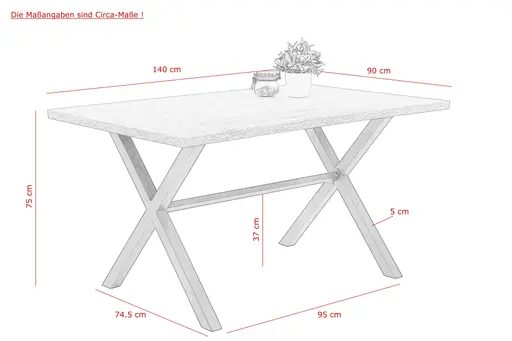Esstisch - LB ca. 140x90 cm, Eiche Dekor