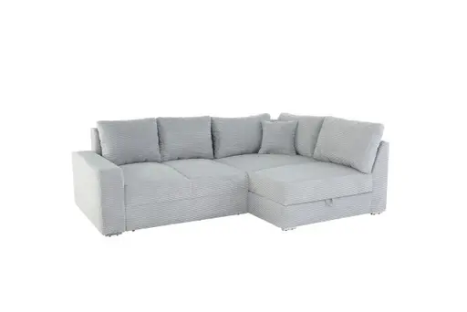Ecksofa JANIS - 2,5-Sitzer, Ecke rechts inkl. Schlaffunktion , Stoff, Hellgrau