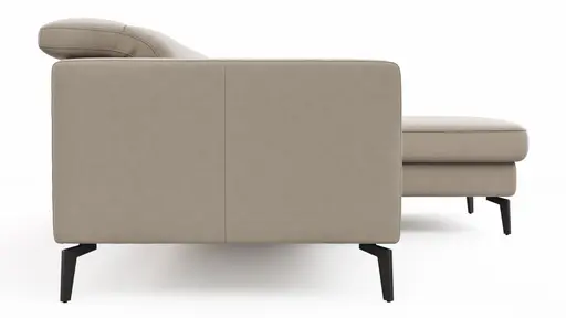 Ecksofa Rafaela 2.0 - 2,5-Sitzer mit Longchair rechts inkl. Kopfteilverstellung, Leder, Champagner