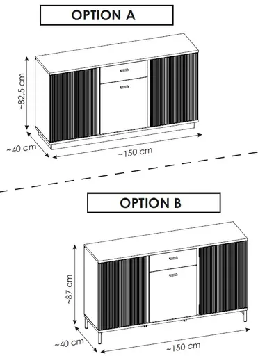 Sideboard - B ca. 150 cm, Kaschmir, Cremona Eiche Nachbildung