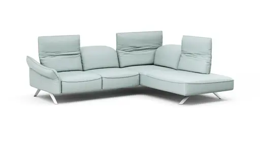 Ecksofa Bormio - 2,5-Sitzer, Ecke rechts, inklusive Kopfteilverstellung, Leder, Jade