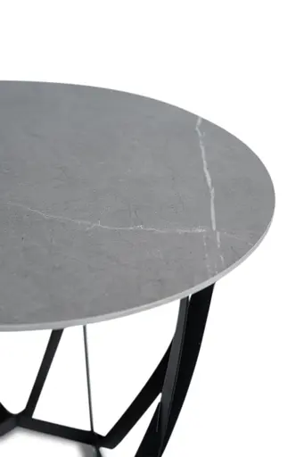 Beistelltisch - Ø/H ca. 50x50 cm, Hellgrau marmoriert, Schwarz