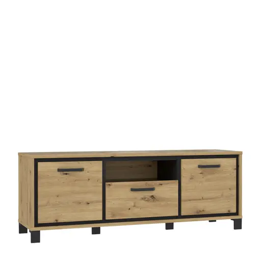 TV-Unterschrank FARIDA - Eiche Dekor, Schwarz