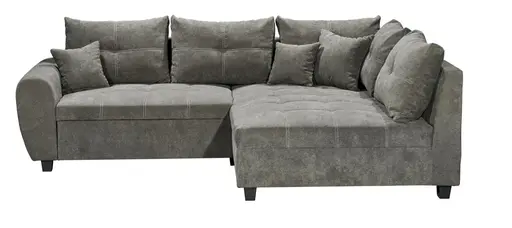Ecksofa - 1,5-Sitzer, Ecke rechts, Schlaffunktion, Microvelour Steingrau