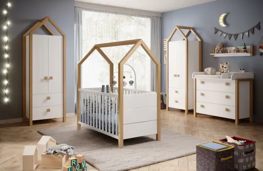 Kleiderschrank - B ca. 76 cm, Kiefer Weiß, Birke