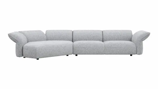 Trapezsofa Motone - Ecke links mit 2-Sitzer, Stoff, Hellgrau