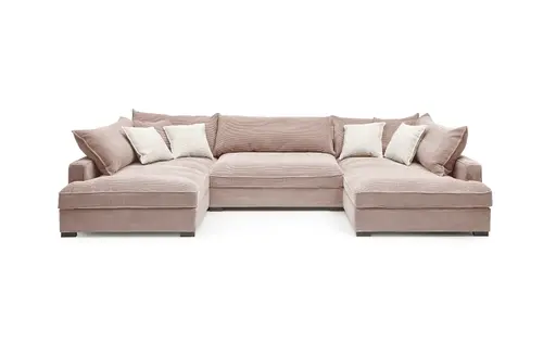 Wohnlandschaft - Longchair links, 2-Sitzer, Ecke rechts, Stoff, Rosa