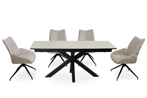 Esstisch MELANIA - ausziehbar, LB ca. 180x95 cm, Glaskeramik, Travertin farbig