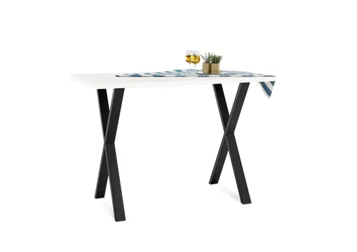 Bartresentisch - LB ca. 140x90 cm, Weiß, Schwarz