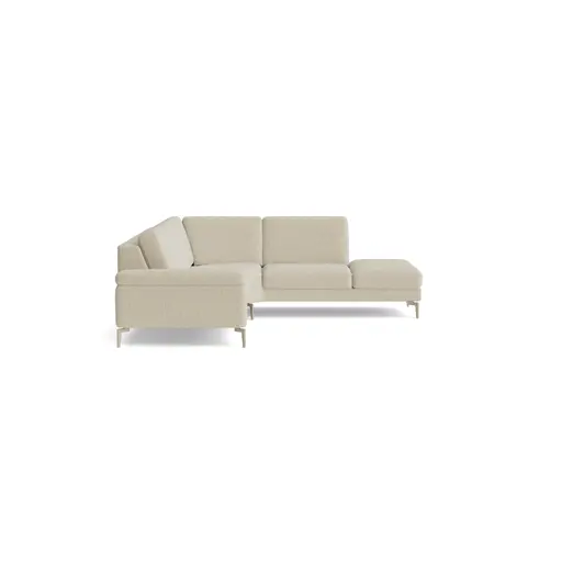 Ecksofa Aracena - 2,5-Sitzer mit Rundecke und Abschlussteil rechts, Stoff, Natur