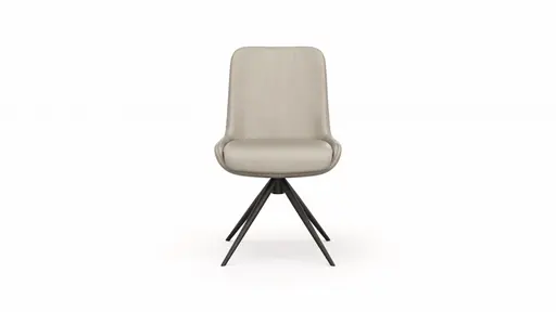 Stuhl Mis - Leder, Graubraun, Gestell, Schwarz