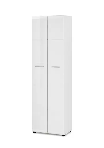 Garderobenschrank- Weiß, Weiß, Hochglanz