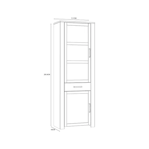 Vitrine FELLIAN- B ca. 71 cm, Weiß, Eiche Dekor
