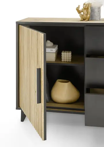 Kommode- Eiche Dekor, Schwarz