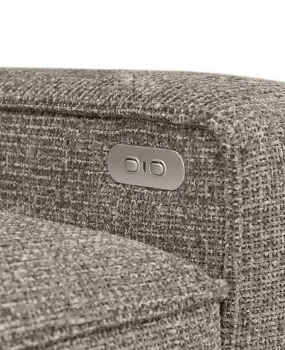 Ecksofa - Longchair links mit 2-Sitzer, Sitzvorzug motorisch, Stoff, Taupe