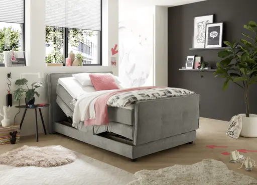 Boxspringbett- Liegefläche ca. 120x200 cm, Stoff, Hellbraun