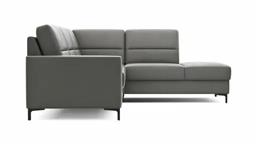 Ecksofa Merlos H. - 2,5-Sitzer mit Ecke rechts, Leder, Graubraun