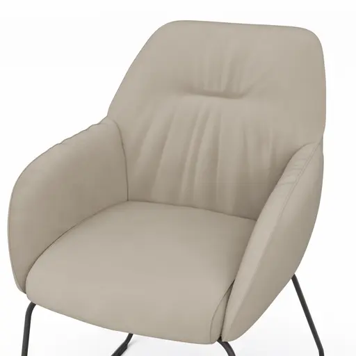 Armlehnstuhl Noli - Leder, Limone, Kufe