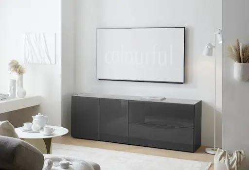 Lowboard - B ca. 181 cm, Anthrazit, Keramikoptik