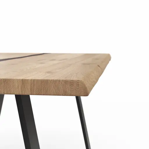 Esstisch Kima - LB ca. 180x100 cm, Wildeiche massiv mit Epoxid-Harz