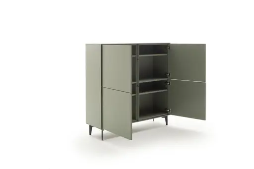 Highboard Casello - BHT ca. 120x127x37 cm, Lack Matt, Olivgrün