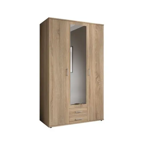 Drehtürenschrank- B ca. 120 cm, Eiche Dekor, Spiegel