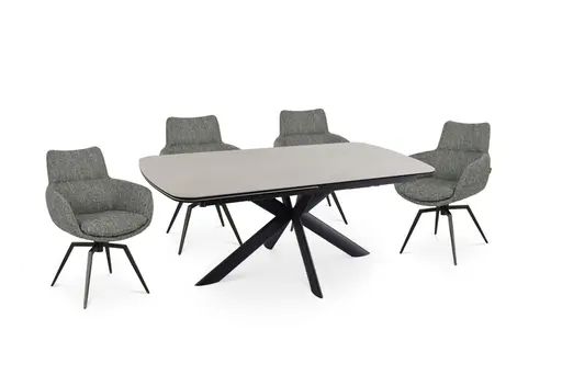 Esstisch MAXIE - ausziehbar, LB ca. 190x98 cm, Glaskeramik, Travertin farbig