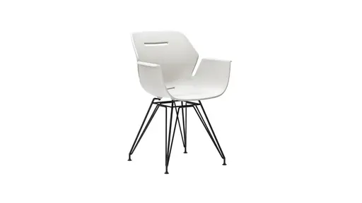 Armlehnstuhl Tooon - Kunststoffschale, Weiß, Gestell Metall, Schwarz