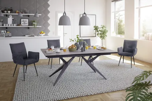 Armlehnstuhl MARCELA - Stoff, Anthrazit