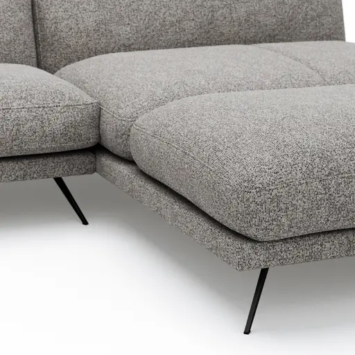 Ecksofa Valdemoro - 2,5-Sitzer mit Longchair rechts inkl. Rückenlehne verstellbar, Stoff, Grau