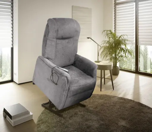 TV-Sessel MANDO - Aufstehhilfe, Relaxfunktion, Kopfteilverstellung, Stoff, Grau