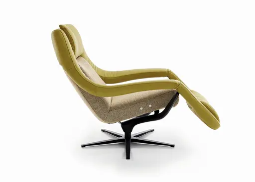 Sessel - Relaxfunktion motorisch, Stoff/Leder, Gelb/Grün