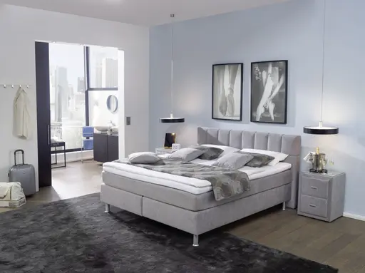 Boxspringbett EM Select - Liegefläche ca. 180x200 cm, Stoff, silber
