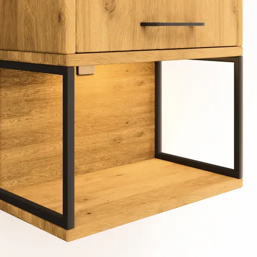 Hängevitrine Savannah - inkl. Beleuchtung, Wildeiche massiv, natur geölt