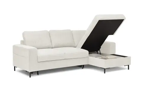 Ecksofa - 2-Sitzer mit Longchair rechts, Stoff, Creme