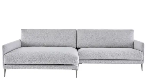 Ecksofa Cuneo Klassik - Longchair links, 2-Sitzer, Stoff, Hellgrau