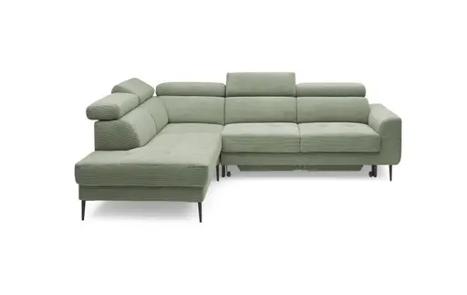 Ecksofa CHARIS - Ecke links, 2-Sitzer inkl. Schlaffunktion und Bettkasten, Microfaser, Olive