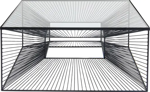 Couchtisch- LB ca. 80x80 cm, Stahl pulverbeschichtet, Glas, Schwarz