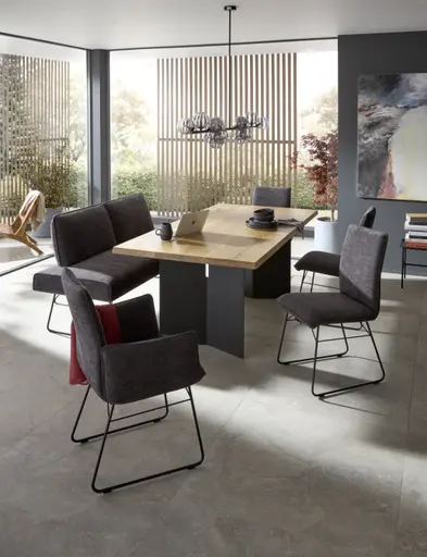 Polsterbank Elda - Breite ca. 184 cm, Stoff, Anthrazit