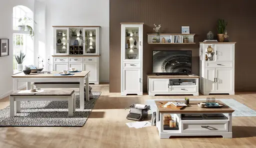 TV-Unterteil - Weiß, Eiche Dekor