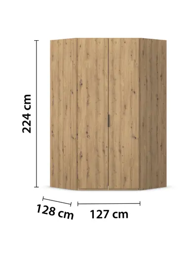 Eckschrank ROVERO- B ca. 127 cm, Eiche Dekor