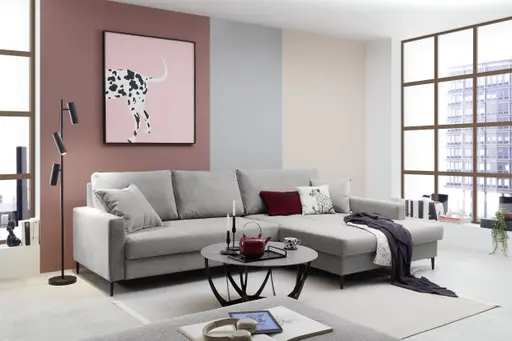 Ecksofa - 3-Sitzer mit Longchair rechts, Stoff, Eisengrau