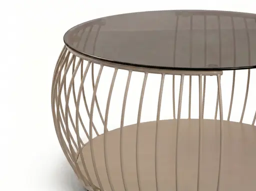 Couchtisch - Ø/H ca. 80x45 cm, Bronze, Cremeweiß