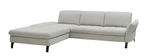 Ecksofa - Longchair links mit 2-Sitzer, Armlehne/Sitztiefe verstellbar, Stoff, Einsengrau